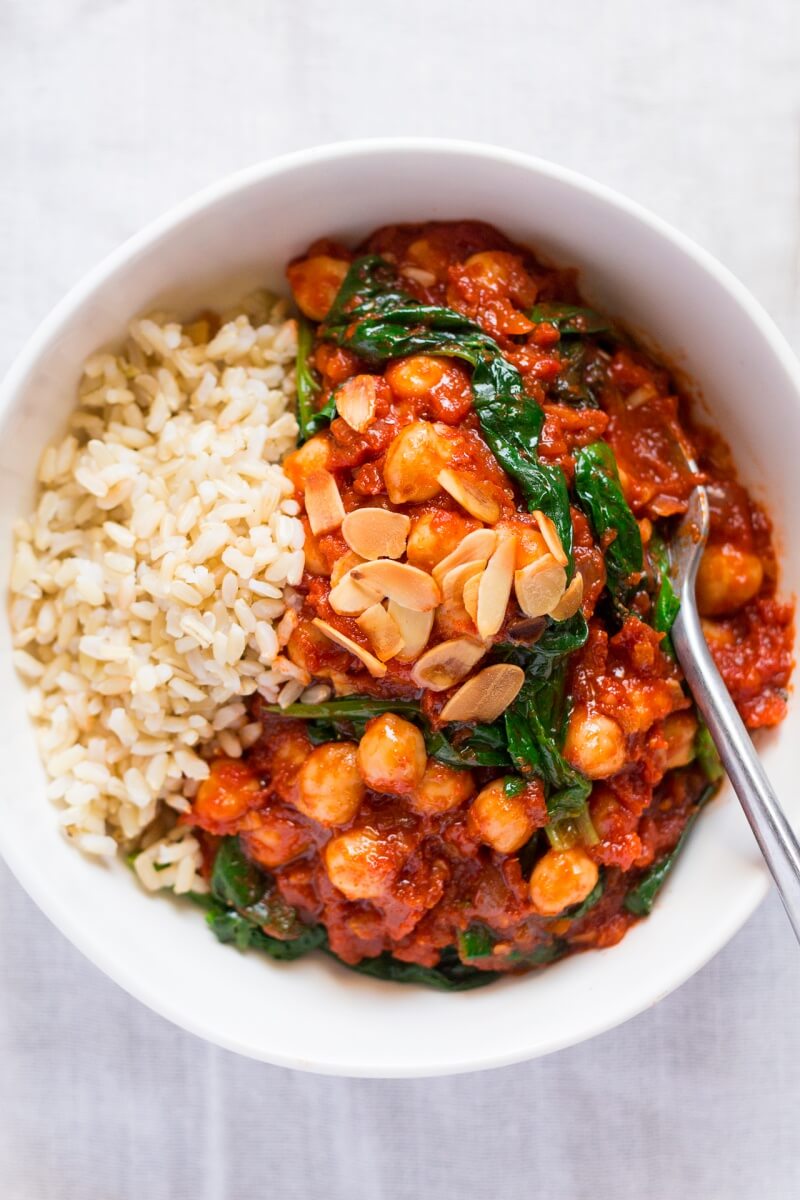 Vegan Spanish Chickpea and Spinach Stew