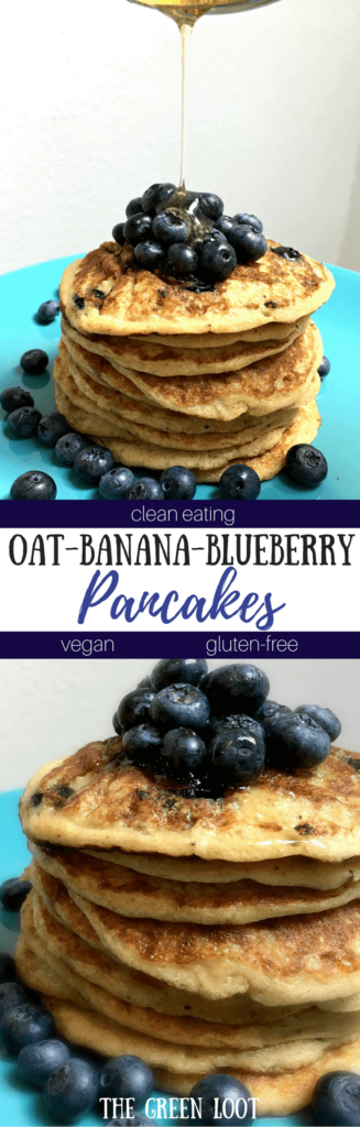 Clean Eating Oat Banana Blueberry Pancake Vegan Healthy Gluten free