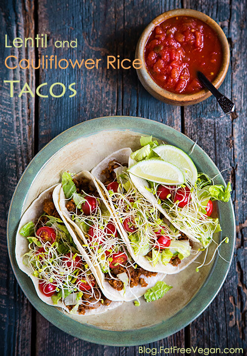 Vegan Lentil and Cauliflower Rice Tacos