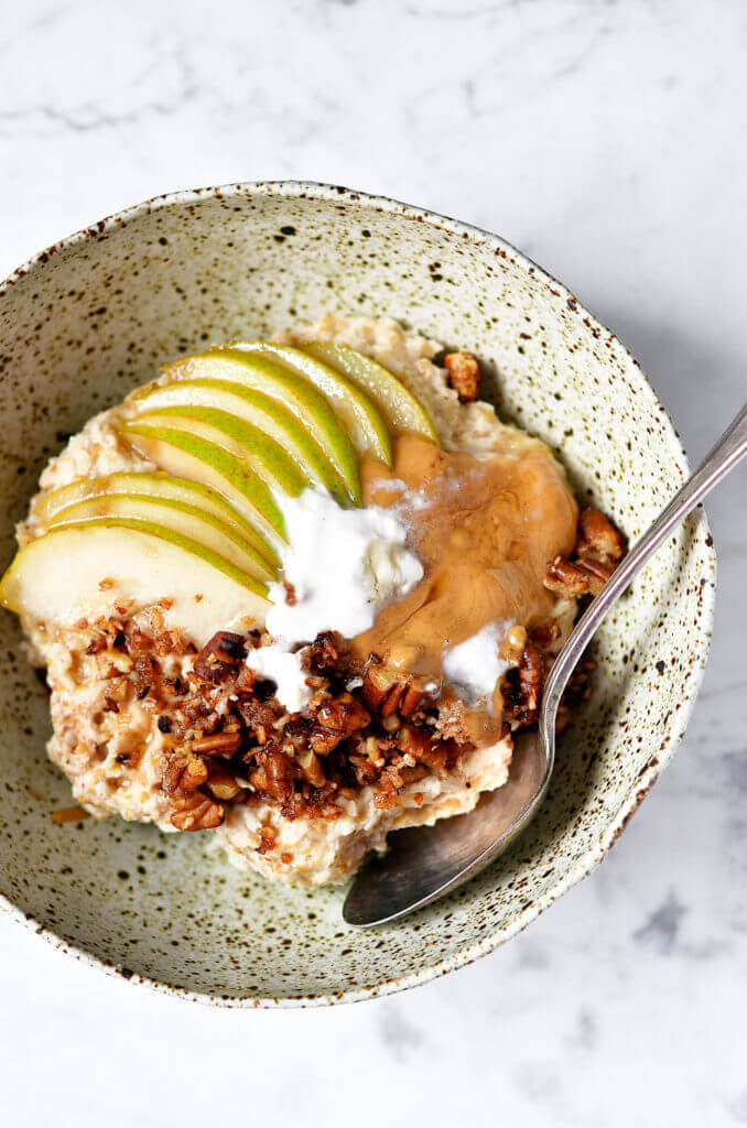 Paleo Porridge with Pears and Toasted Coconut