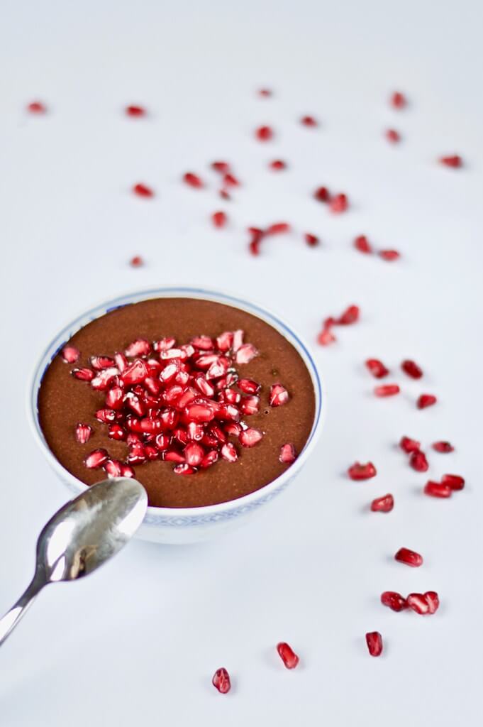 Chocolate Flax Pudding with Pomegranate