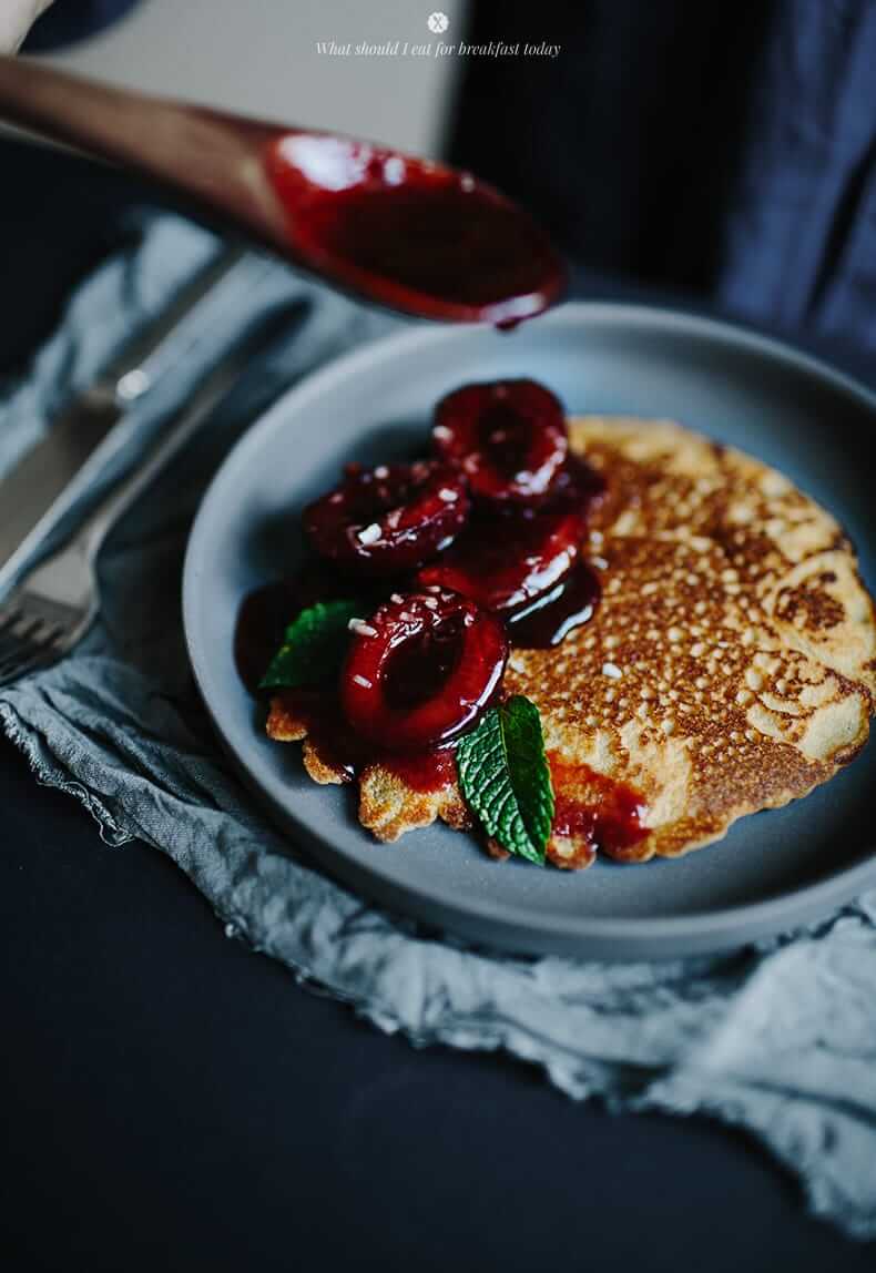 Rice Flour Pancakes with Plum Compote