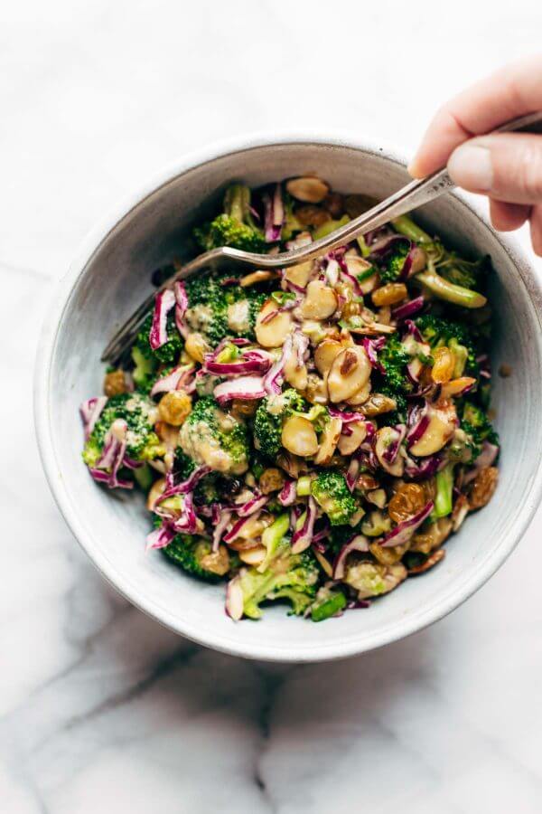 Vegan Broccoli Salad with Creamy Almond Dressing