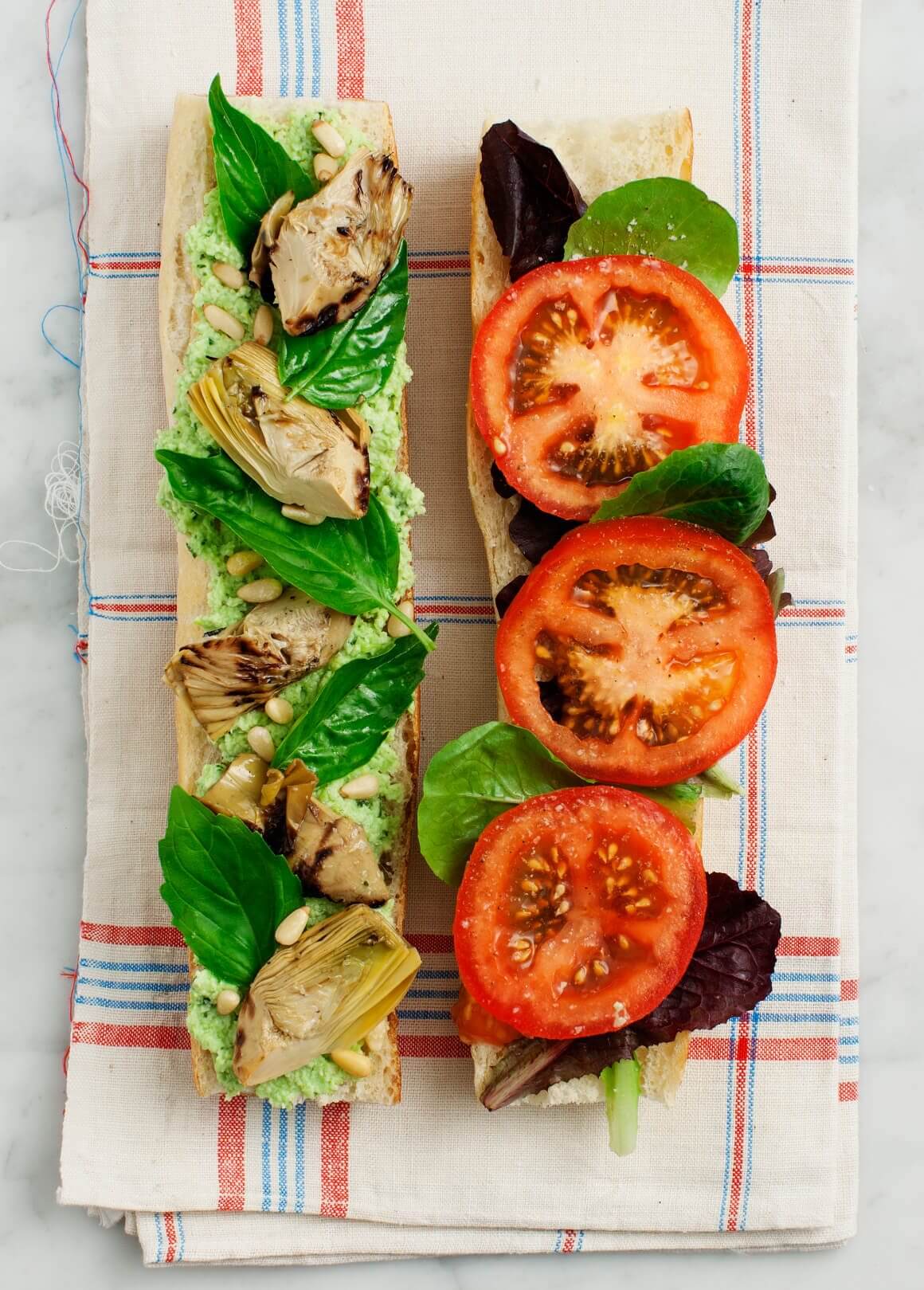 Vegan Tomato, Basil & Artichoke Picnic Sandwich