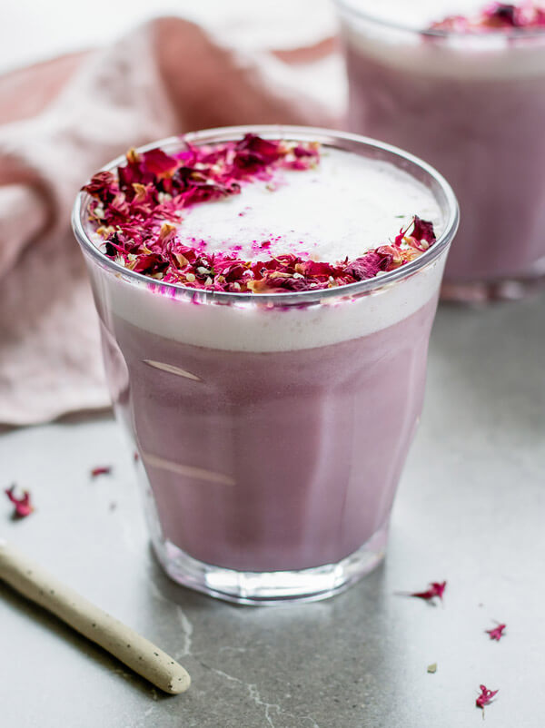 Vegan Hibiscus Rose Tea Latte