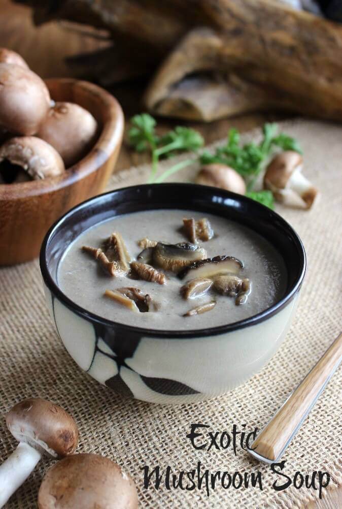 Vegan Slow Cooker Exotic Mushroom Soup