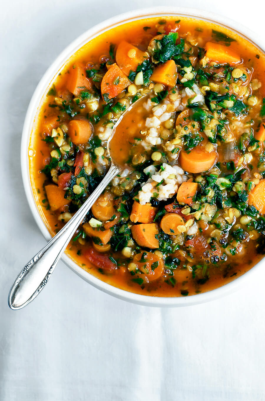 Carrot, Lentil, and Spinach Soup