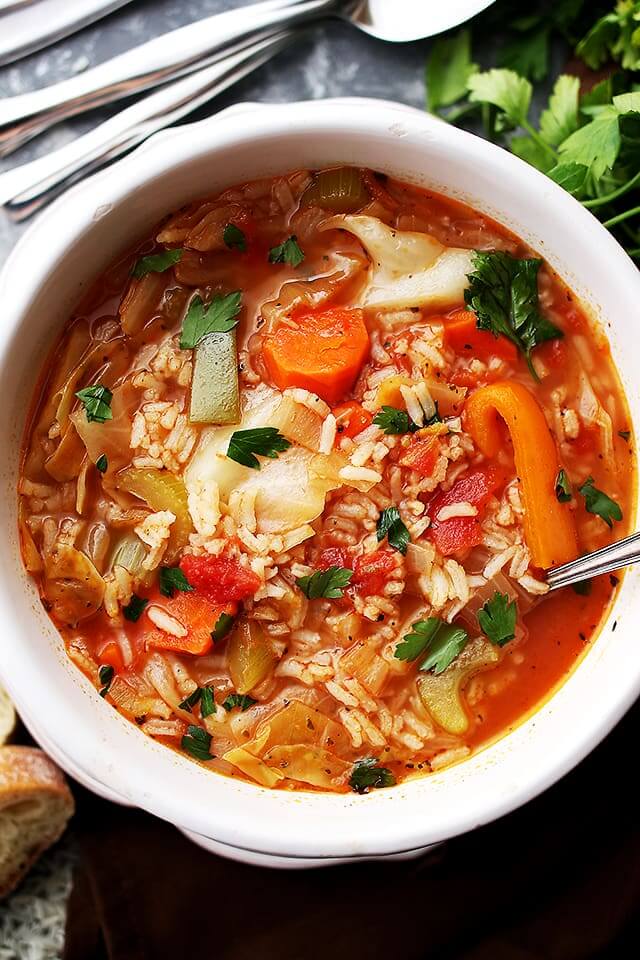 Vegan Cabbage Soup with Rice