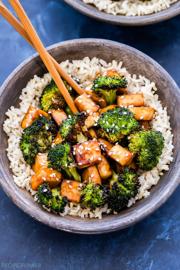 Vegan Crispy Teriyaki Tofu and Broccoli
