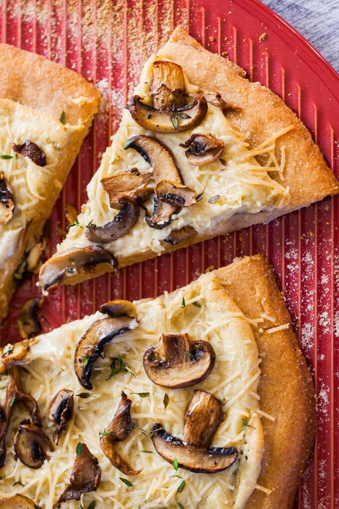 Vegan Wild Mushroom Garlic Pizza