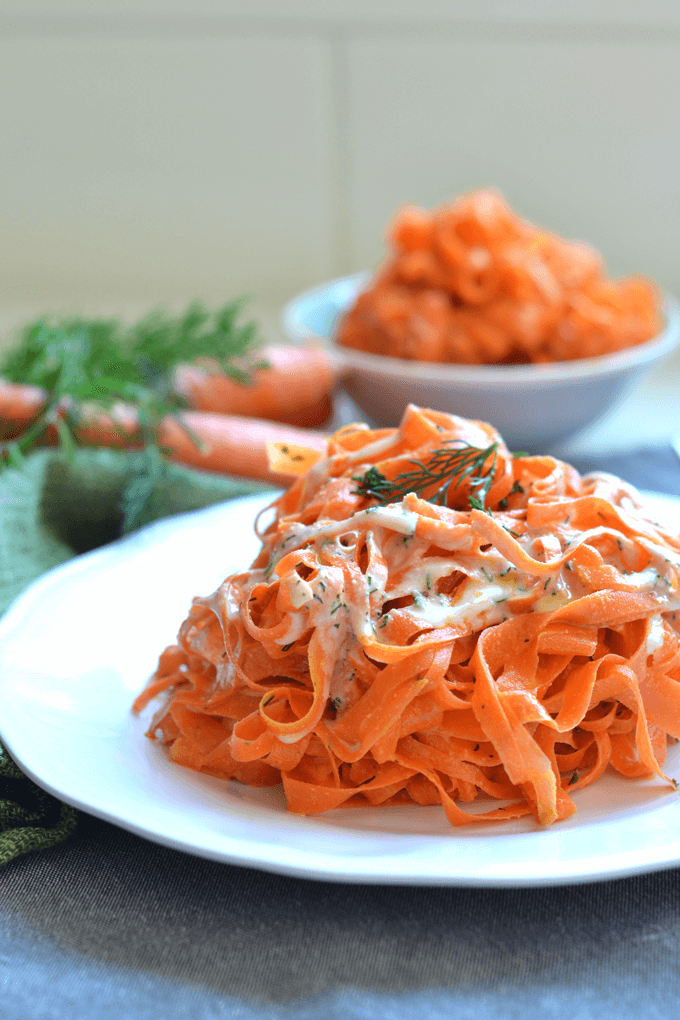 Vegan Tahini Dill Carrot Noodles