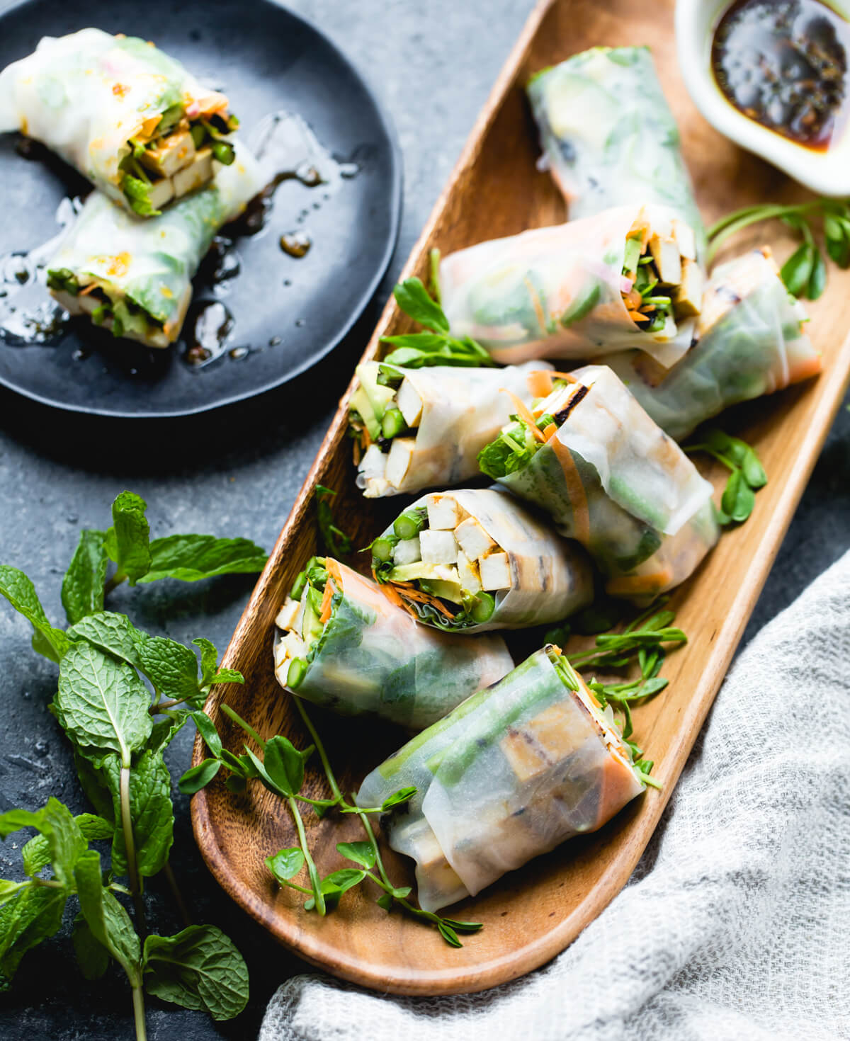 Vegan Grilled Asparagus Tofu Spring Rolls