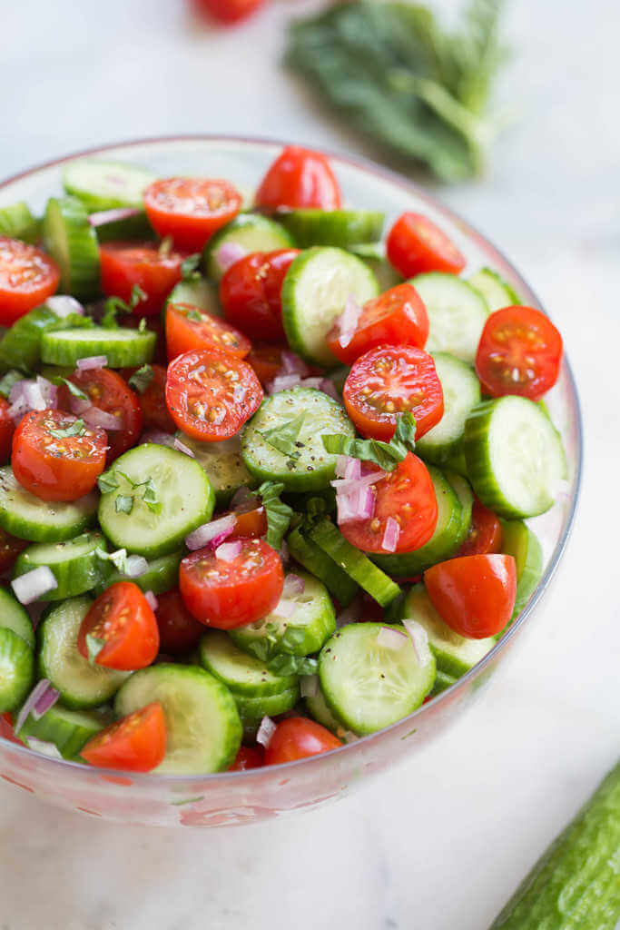 Vegan Tomato Cucumber Salad