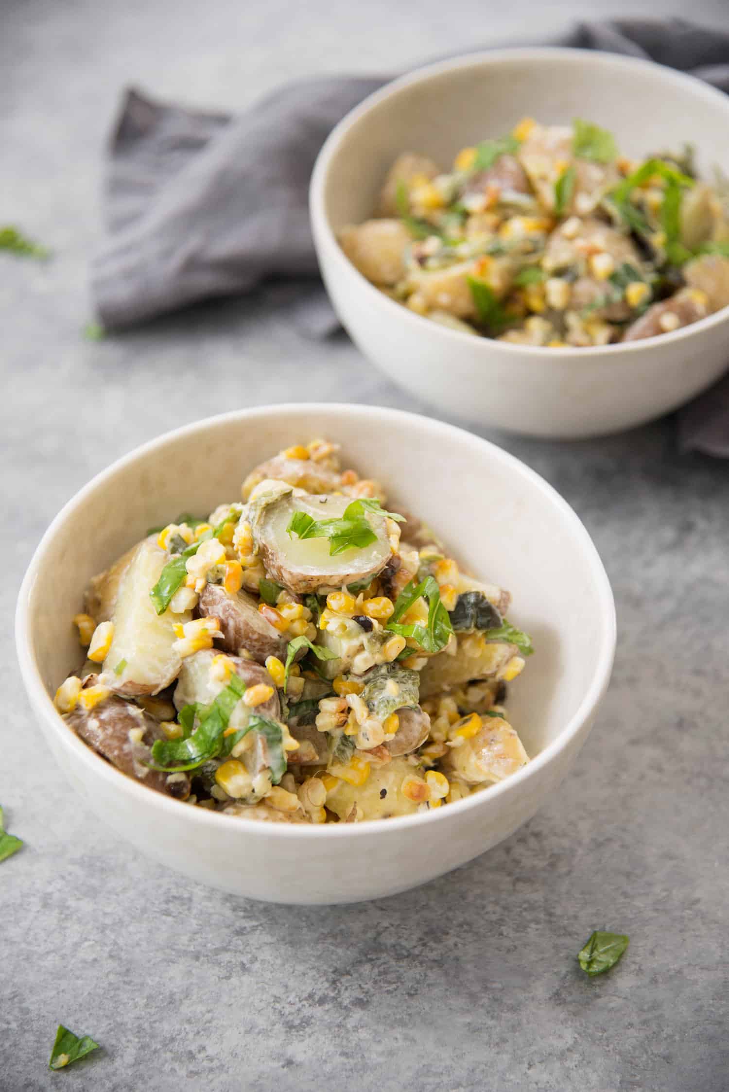 Vegan Grilled Corn, Poblano and Potato Salad