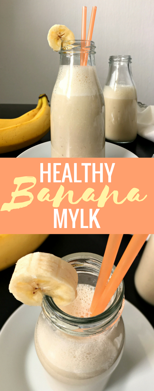 Healthy Banana Milk is a tasty, vegan and dairy-free drink. Perfect for breakfast and children. To add more flavors, you can customize it too! | The Green Loot #vegan