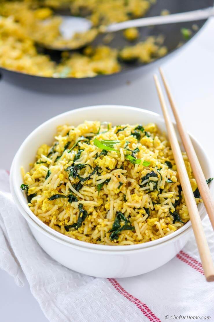Vegan Tofu Scramble Kale Fried Rice