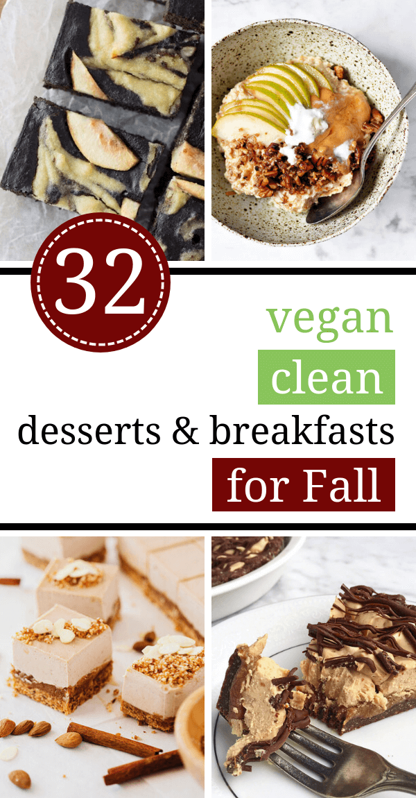 These Vegan Clean Eating Fall Desserts and Breakfasts will make sure that you can eat all the cozy sweets you want when it gets colder outside. Tasty recipes with juicy apple, pear, pumpkin and other healthy ingredients. | The Green Loot #vegan #veganrecipes #cleaneating