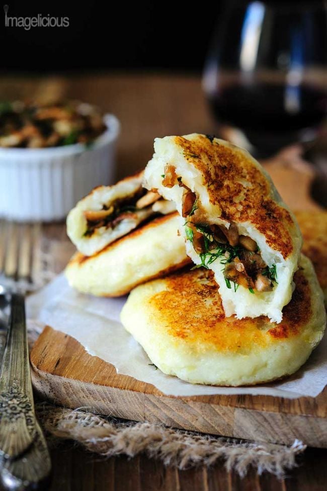 Potato Cakes Stuffed with Mushrooms