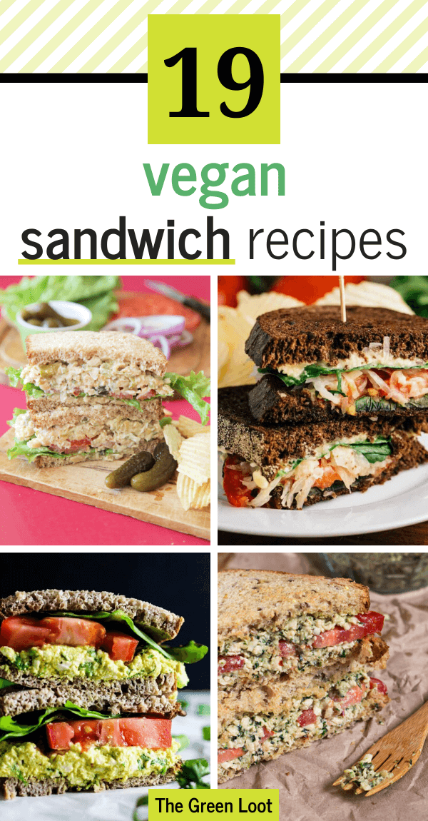 These Vegan Sandwich Recipes are packed and healthy. They are easy to make, and the perfect school or work lunch for kids and adults alike. | The Green Loot #vegan #veganrecipes