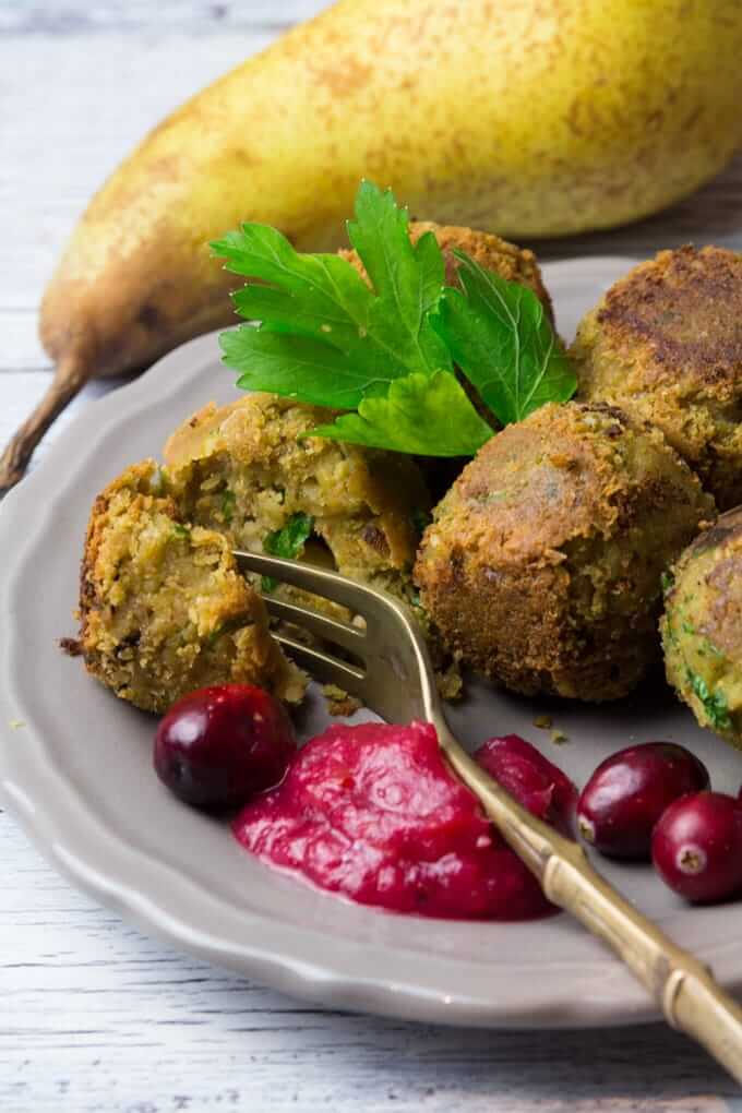 Festive Vegan Falafel with Cranberry Pear Dip