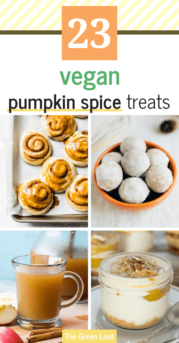 These Vegan Pumpkin Spice Recipes make the perfect treats for Fall! Put on your sweater and get cozy with the sweet, comforting flavors of the season! | The Green Loot #vegan #veganrecipes #pumpkinspice 