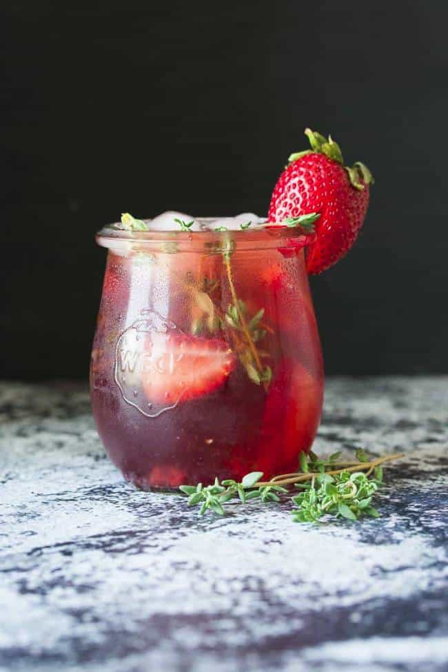 Strawberry Thyme Vodka Spritzer