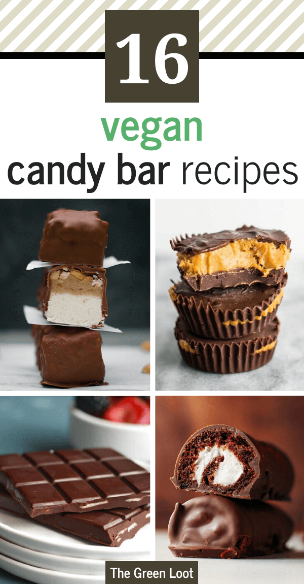 These Vegan Chocolate Bar Recipes are dairy-free and homemade so you can enjoy your favorite candy bars in a healthier form! DIY Twix, Almond Joy, Snickers...etc. taste like the real deal, but better. | The Green Loot #vegan #veganrecipes