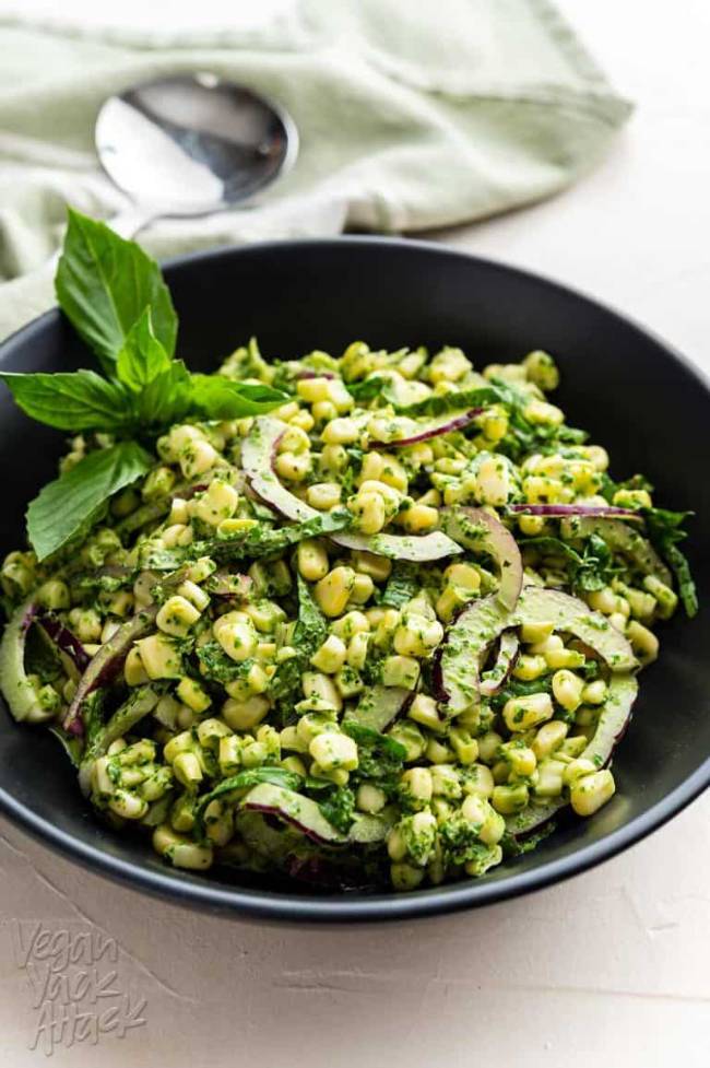 Corn Salad with Basil Pesto