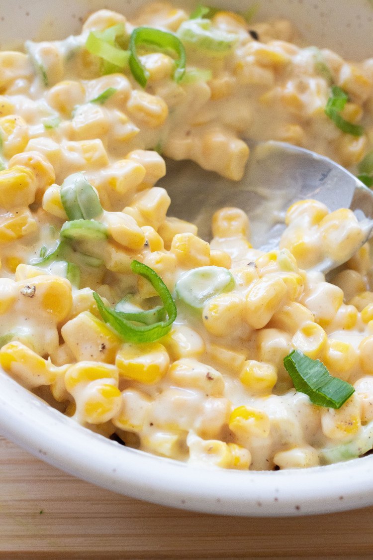 vegan creamy corn salad in a bowl