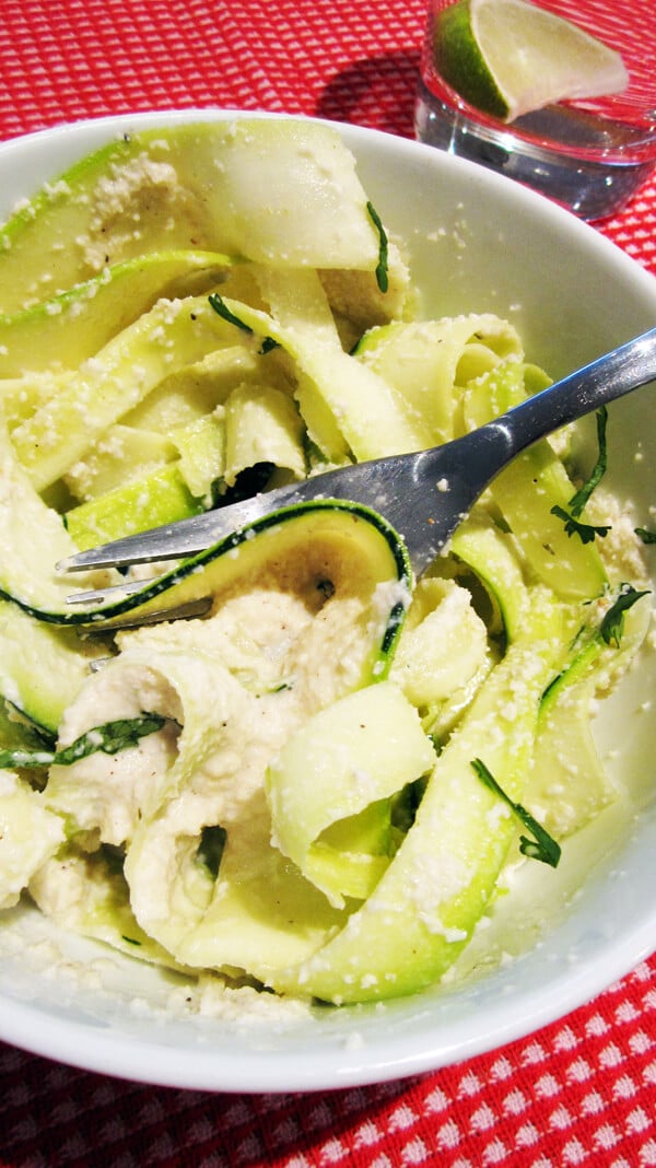 Raw Vegan Alfredo Sauce with Zucchini Noodles