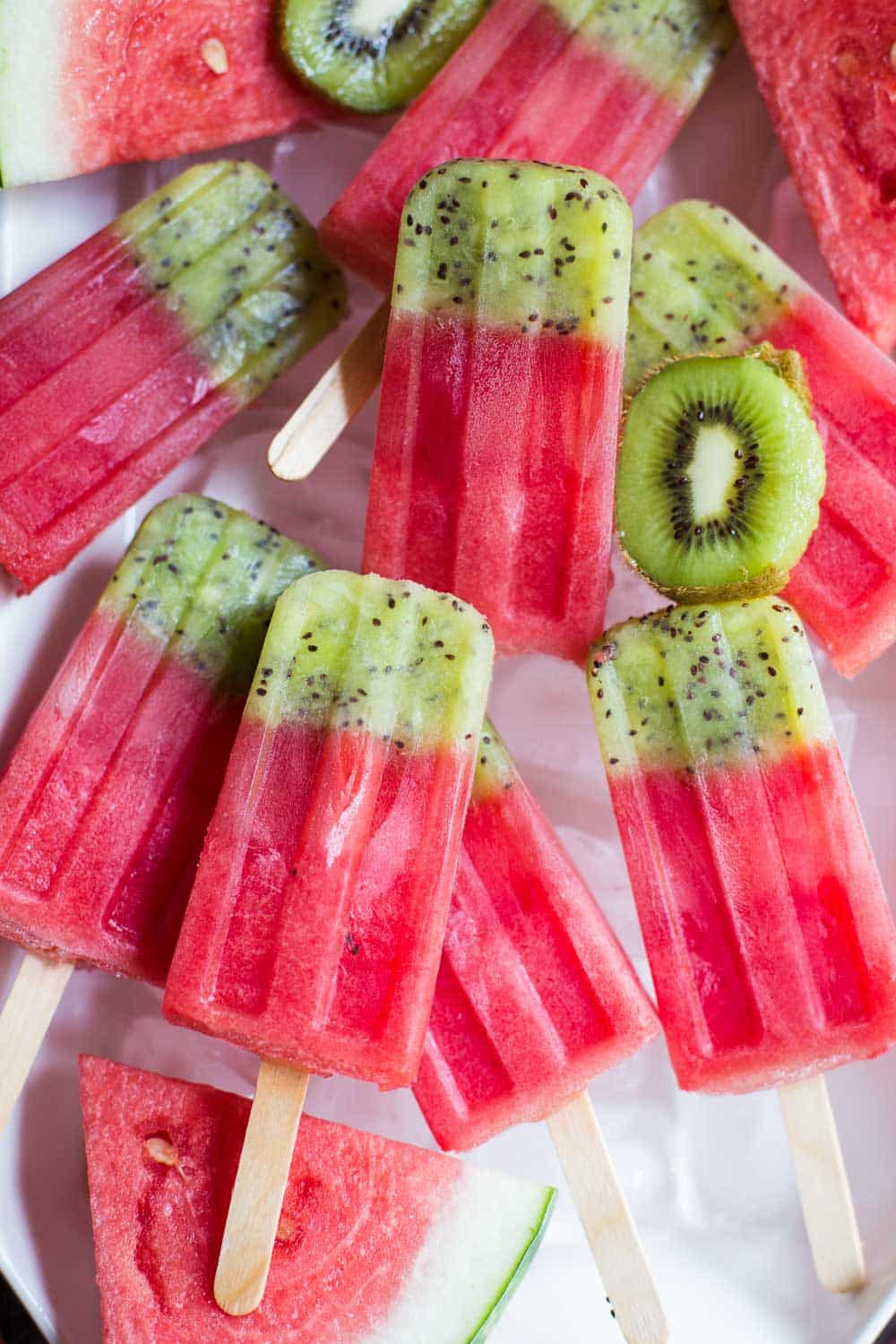 Vegan Kiwi Watermelon Fruit Popsicles