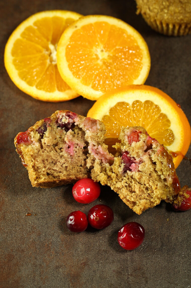 Vegan Cranberry and Fresh Orange Juice-Infused Muffin