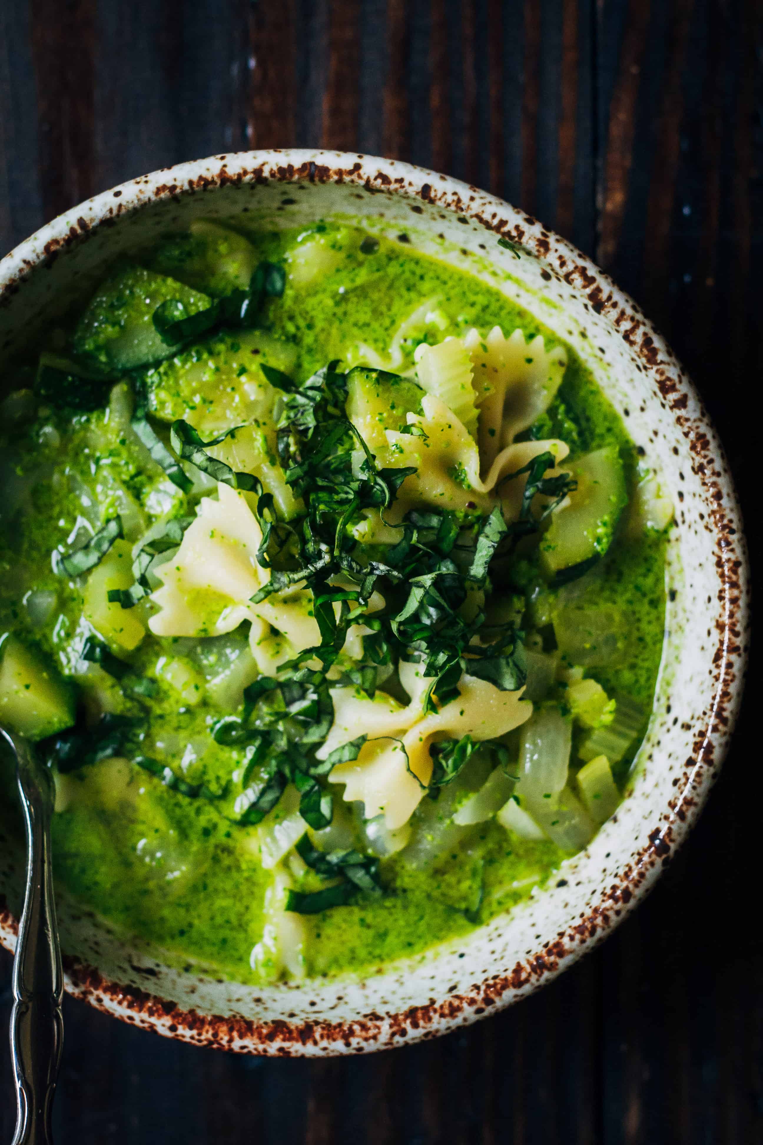 Vegan Green Pesto Vegetable Soup