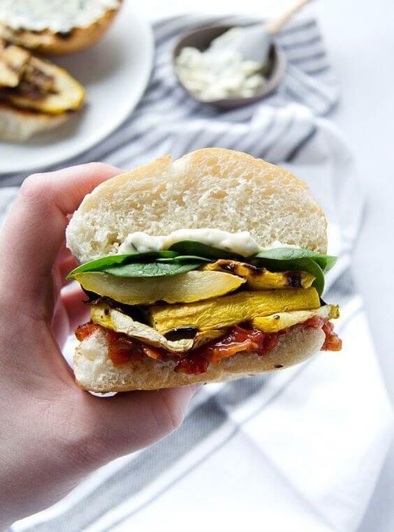Vegan Grilled Summer Squash Sandwiches