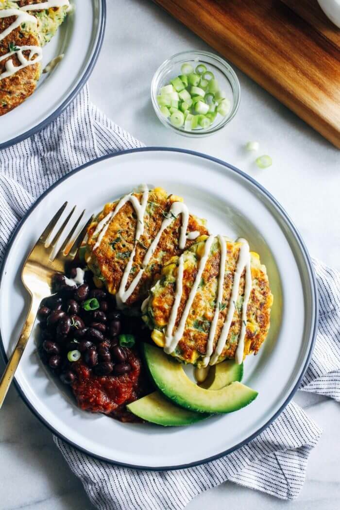 Vegan Zucchini Corn Fritters