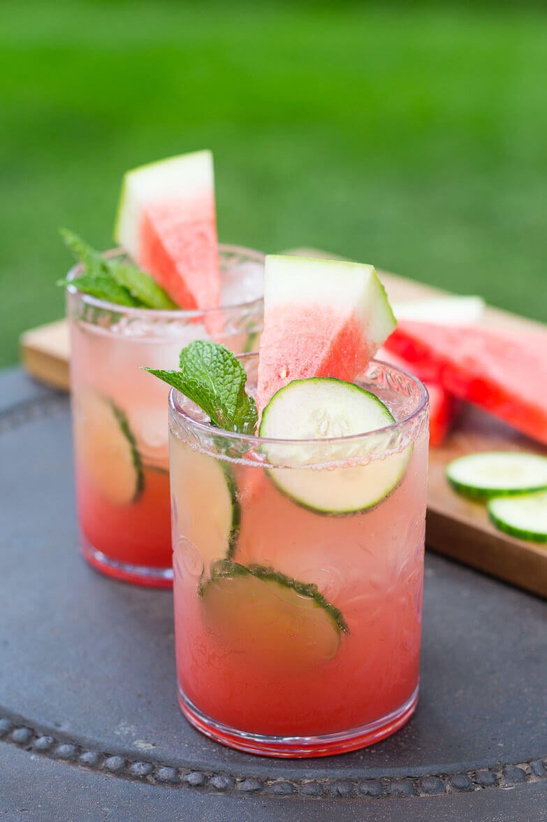 Vegan Watermelon & Cucumber Mojitos