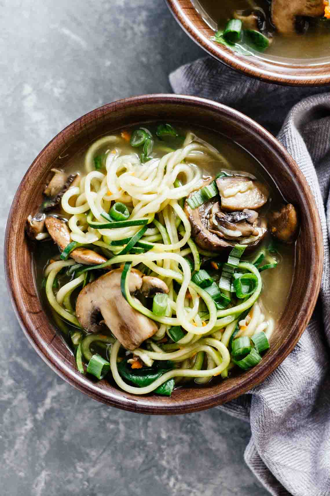 Vegan Ramen Soup w/ Zucchini Noodles