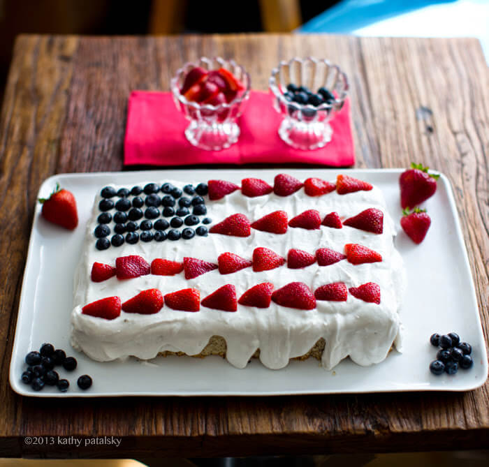 Vegan Flag Cake with Coconut Whip & Berries