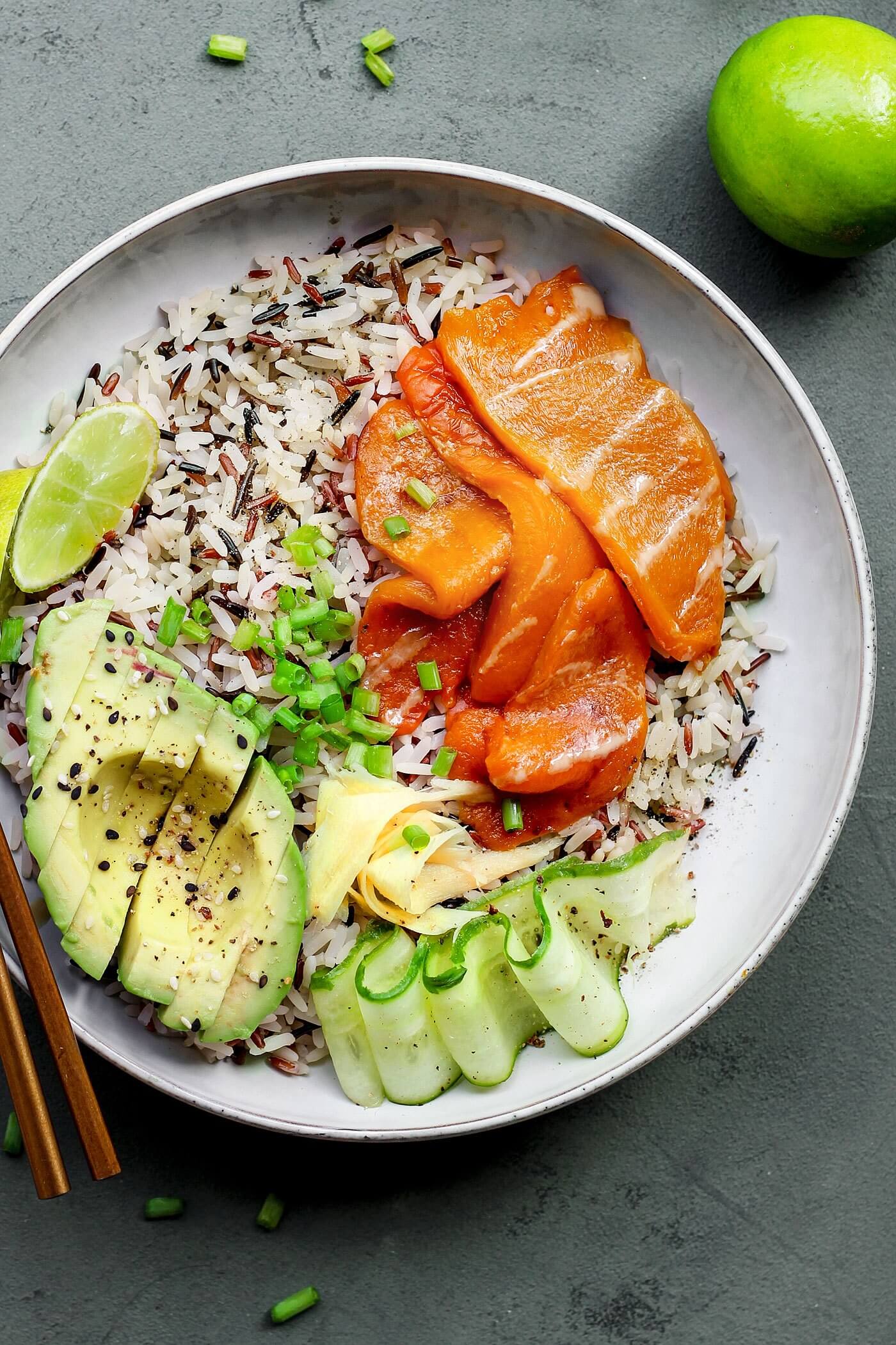 Vegan Sushi Bowls with Vegan Smoked Salmon