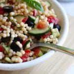 Vegan Israeli Couscous Salad - a healthy Summer side dish, that's fresh and tasty! You can serve it warm or cold, it will be delicious either way. | The Green Loot #vegan