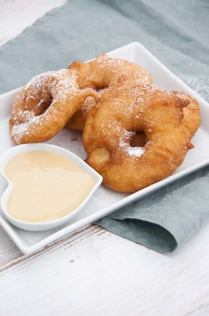 Apple Fritter Rings with Almond Maple Dipping Sauce