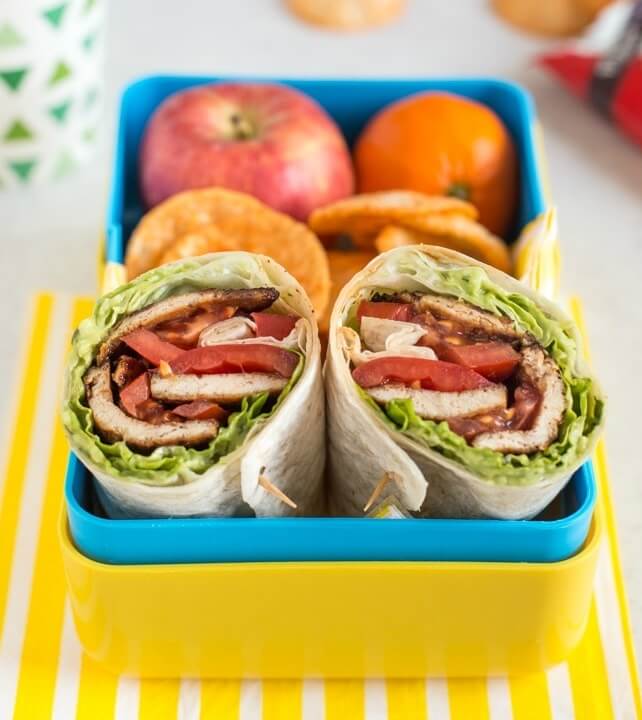 BBQ Tofu Bacon BLT Wraps