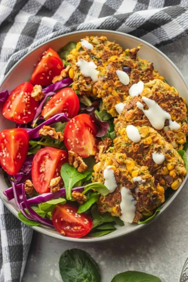 Zucchini Fritters with Red Lentils