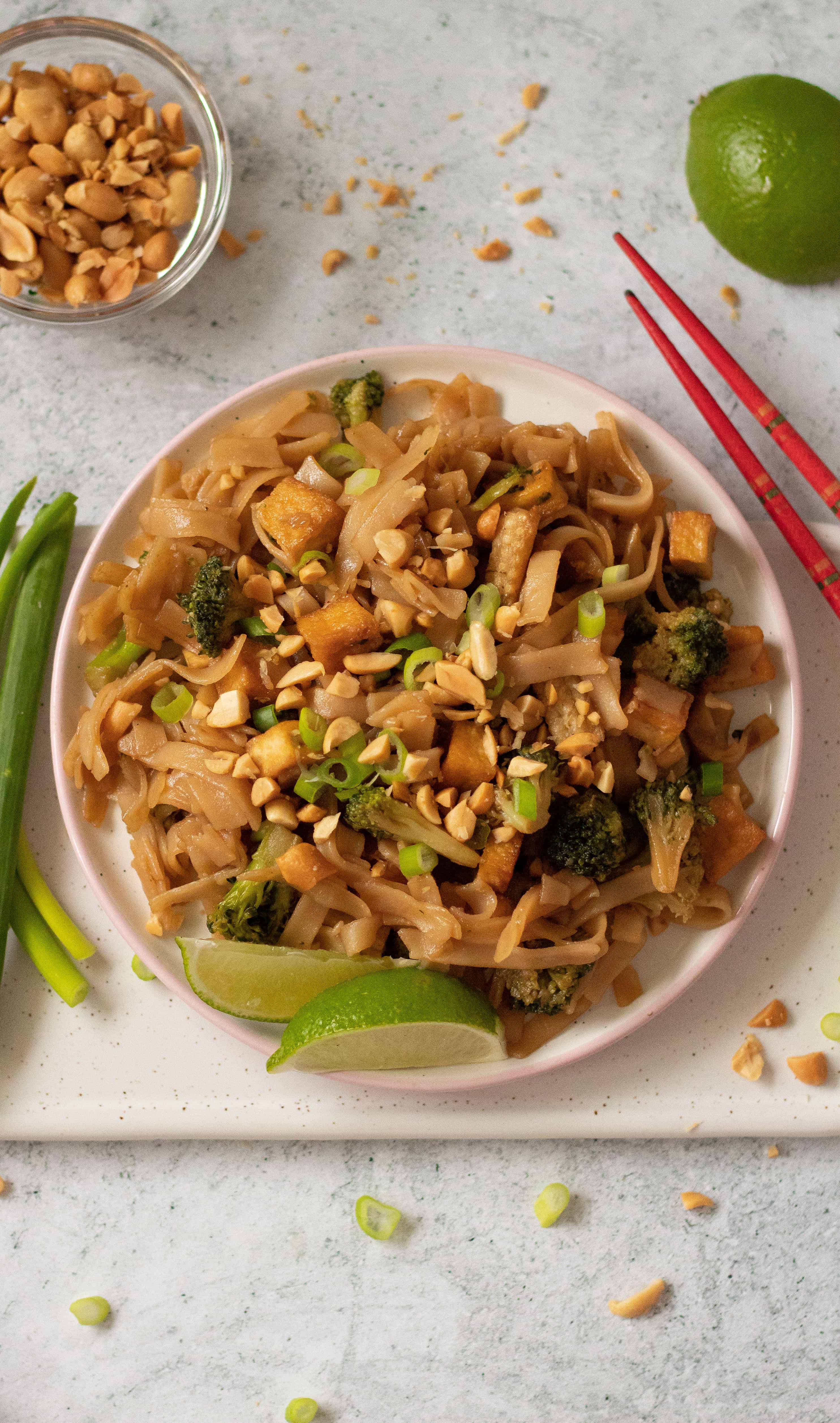 Vegan Rice Noodle Stir Fry with Tofu and Veggies - a tasty, beginner friendly, Pad Thai-inspired meal, that is super nutritious. | The Green Loot #vegan #veganrecipes #healthyeating #healthyrecipes #Asianrecipes