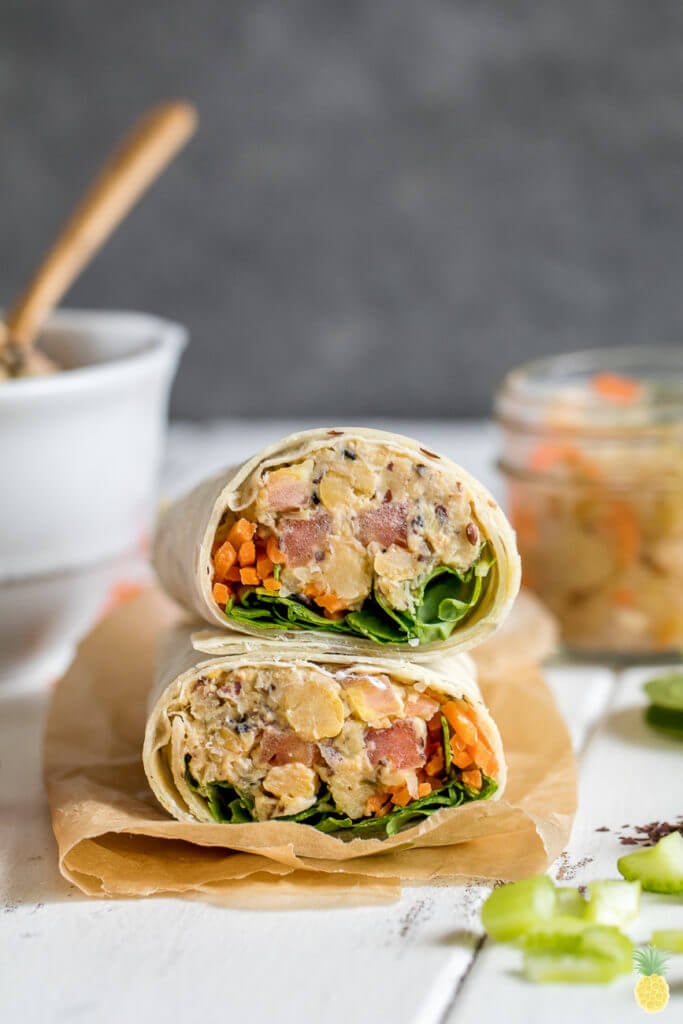 Chickpea Sauerkraut Salad Lunch Wrap