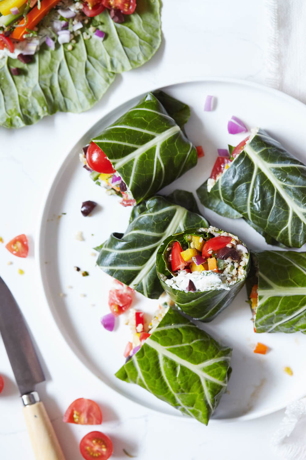 Greek Collard Green Wraps with Tzatziki