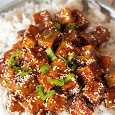 vegan Garlic Teriyaki Tofu