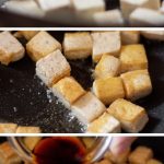 frying tofu cubes