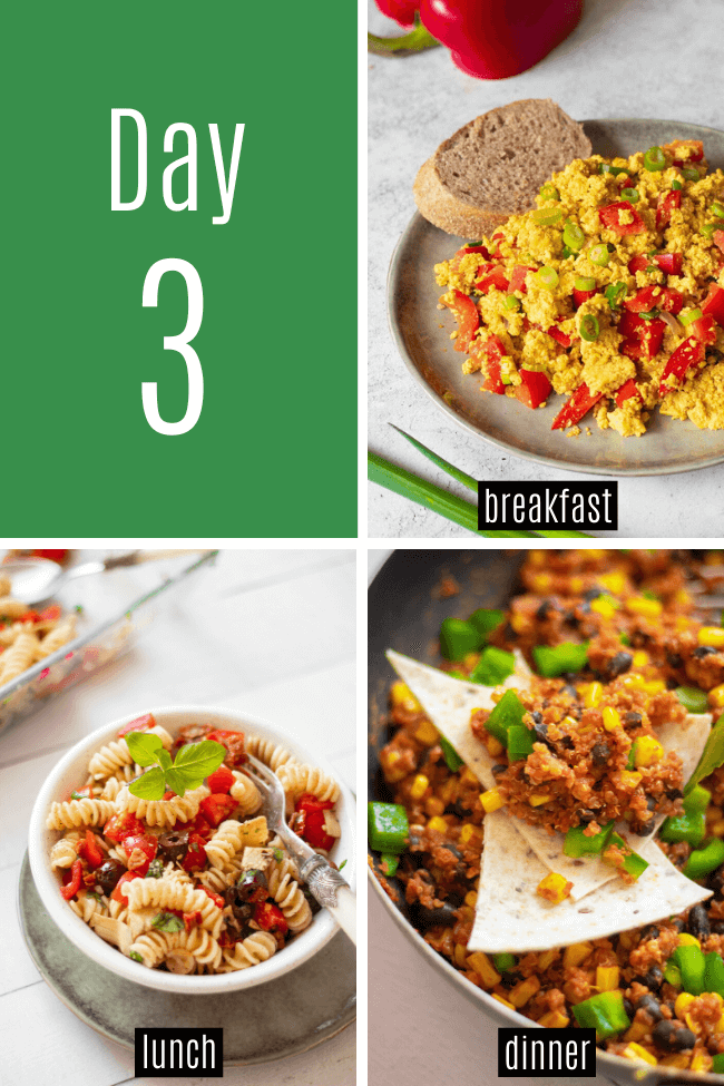 This super easy 7-day vegan meal plan is perfect for beginners and picky eaters! Make your life easier with these breakfast, lunch and dinner recipes for a week! | The Green Loot #vegan #veganrecipes