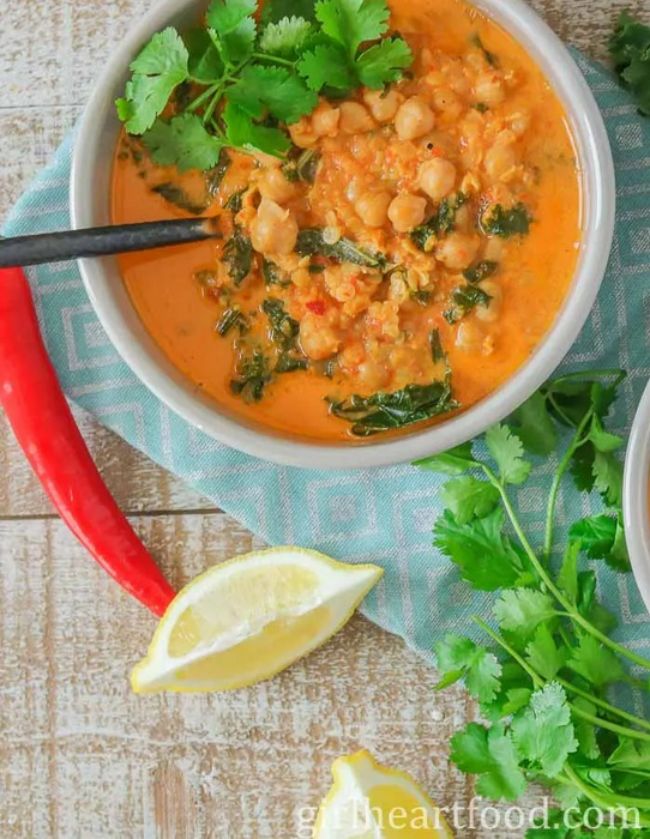 Curried Chickpea and Red Lentil  Soup